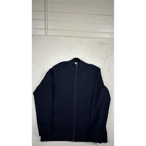 Calvin Klein Sweater Mens Medium Navy Blue Full Zip Knit Bomber Jacket‎